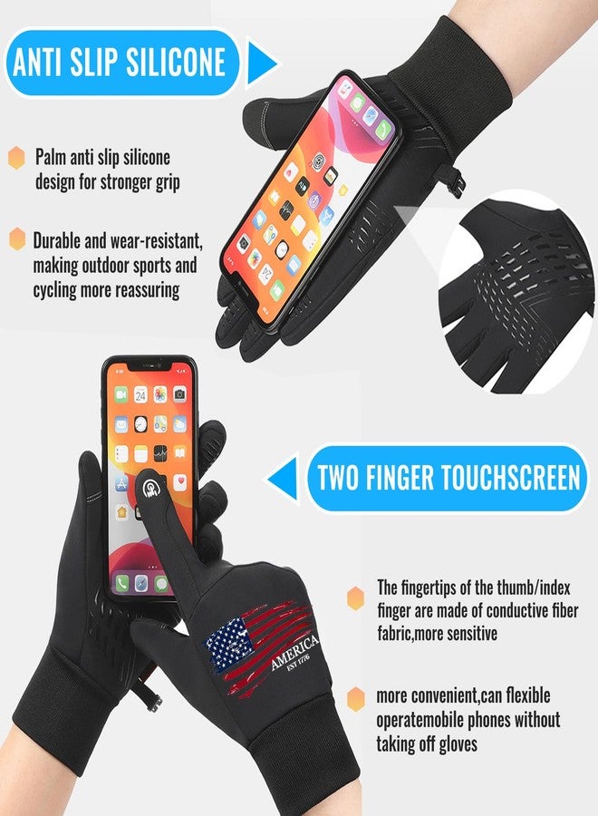 viofre Winter Gloves Women Men Cold Weather Thermal Warm Gloves for Men Women Waterproof Touchscreen Running Glove Mens American Flag Workout Glove Winter for Driving Cycling Ski Snow Christmas Gifts (L) - Image 2